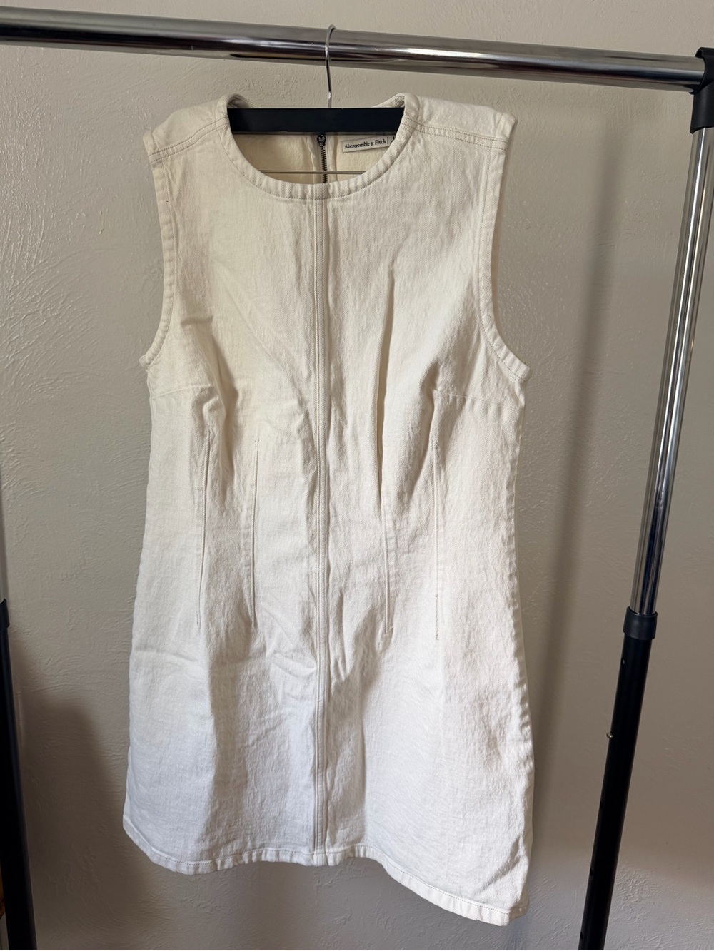 Abercrombie & Fitch Cream Denim Sleeveless Shift Dress